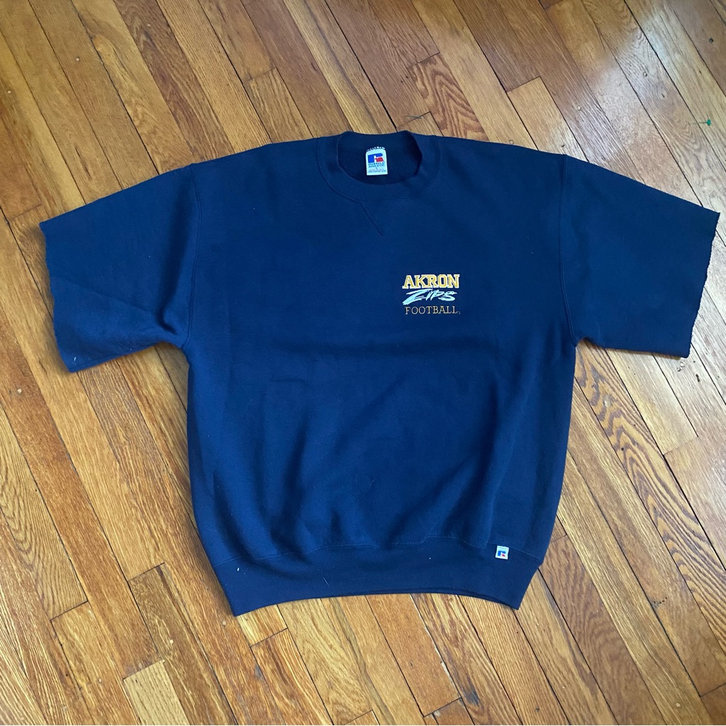 Vintage Russell Athletic Akron Zips Football Crewneck Cutoff Sweatshirt